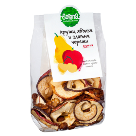 Микс сушени златни череши без костилка, круши и ябълки 150 гр. SERENA