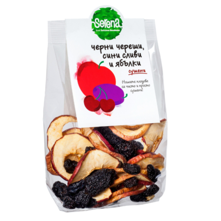 Микс сушени черни череши, сливи и ябълки 150 гр. SERENA