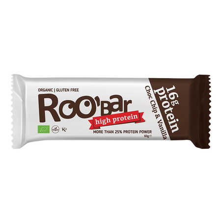 Суров протеинов бар с шоколадови парченца и ванилия, 60g, Roobar