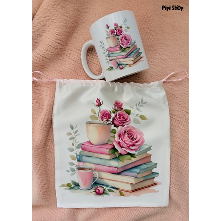 Коледен сет от сатенена торбичка и чаша  