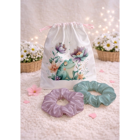 Сет от сатенена торбичка и 2бр. скрънчита  