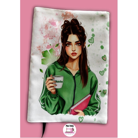 Подвързия за книга Матча с персонализация | Хендмейд уют и стил