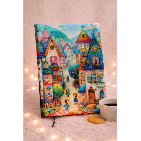 Подвързия за книга с къщички | Хендмейд уют и стил