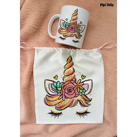 Коледен сет от сатенена торбичка и чаша  