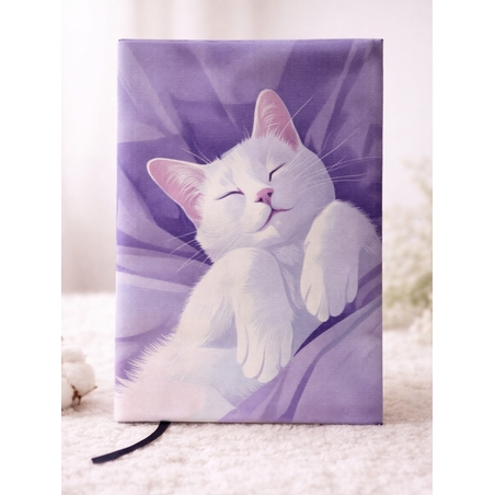 Подвързия за книга лилаво коте  | Хендмейд уют и стил