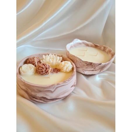 Луксозен керамичен комплект “Marble Bloom Duo” – ръчно изработени ароматни свещи