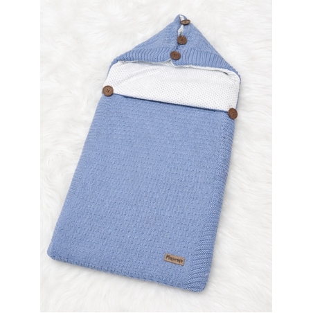 Порт-бебе - плетено одеяло с подплата в синьо