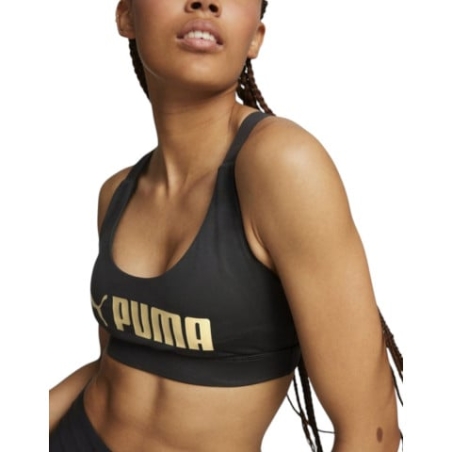 PUMA Fit Mid Impact Training Bra Black/Gold