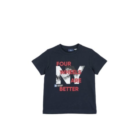 CHICCO Boys Four Wheels Are Better Tee Dark Blue