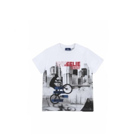 CHICCO Boys Wheelie Sunday Tee White Printed