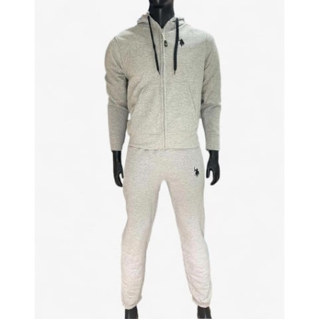 US POLO Full Zip Hooded Tracksuit Grey