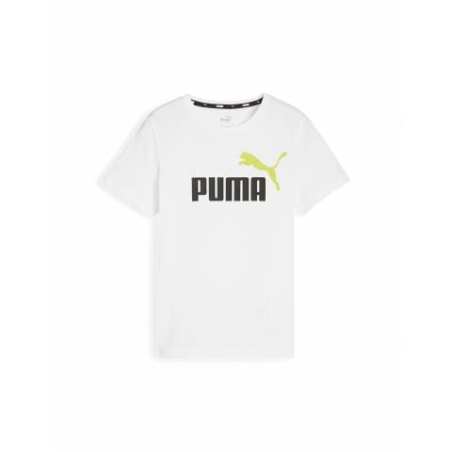 PUMA Essentials+ Two-Tone Logo Tee White/Lime