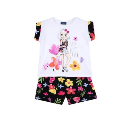 CHICCO Girls Shorts And Tee Set White/Black
