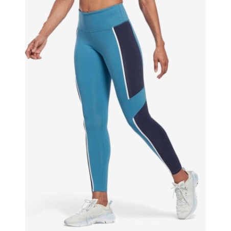REEBOK Lux High-Waisted Colorblock Leggings Blue