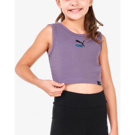 PUMA Classics Cropped Ribbed Tank Purple G