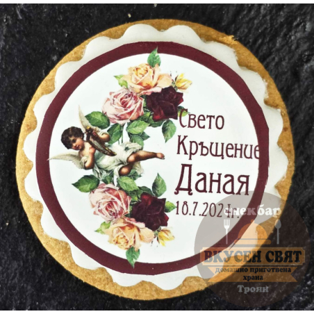 Бисквитка с принт Ангелче с арфа