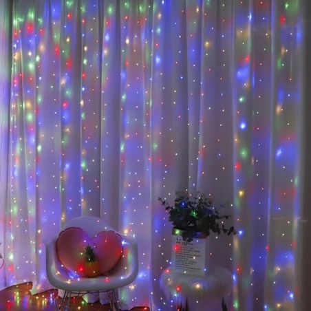 Коледни лампички завеса 300 LED, 3x3 метра
