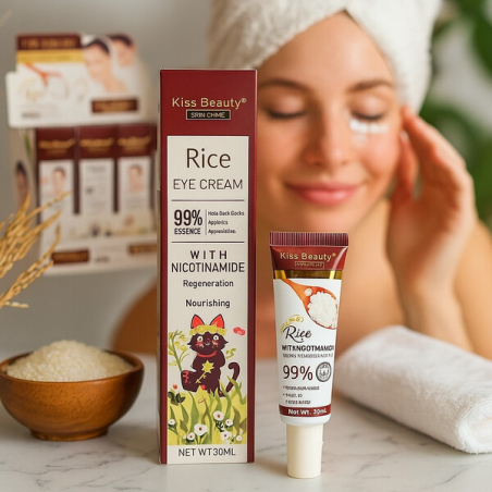 Околоочен крем Kiss Beauty с ориз и ниацинамид срещу тъмни кръгове и подпухналост