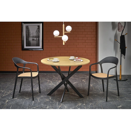 Трапезна маса EDGAR кръгла - златен дъб/черно