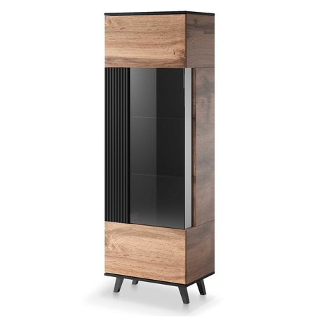 Витрина RANDOM W-1 - дъб вотан/черно