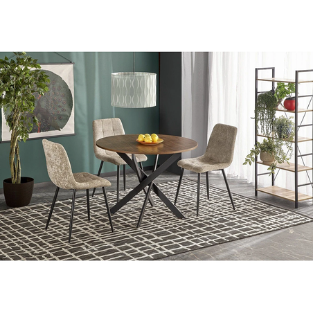 Трапезна маса EDGAR кръгла - орех/черно