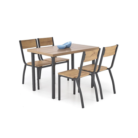 Комплект MILTON маса с 4 стола - натурално/черно