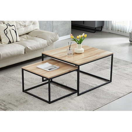 Комплект 2 холни маси VIOLETA - орех/черно