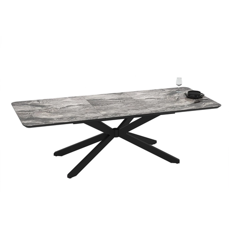 Трапезна маса MONA разтегателна - черен мрамор/черно