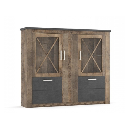 GEORGIA 3Д2В комод/витрина колониален - дъб/матера