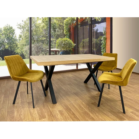 Трапезна маса XARIS разтегателна - дъб хикори натур/черно