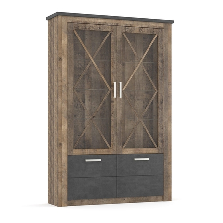 GEORGIA 2Д2В витрина/пенал колониален - дъб/матера