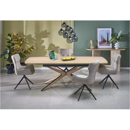 Трапезна маса JAMES разтегателна - натурално/черно