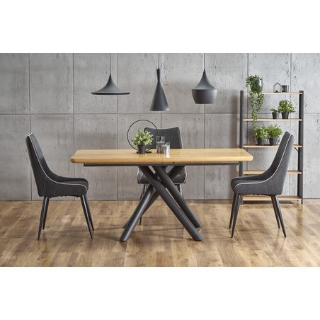 Трапезна маса DERRICK разтегателна - натурален дъб/черно