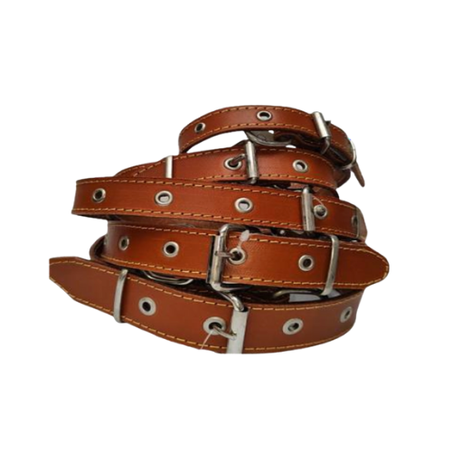 Нашийник от естествена кожа с шеф – кафяв - шест размера