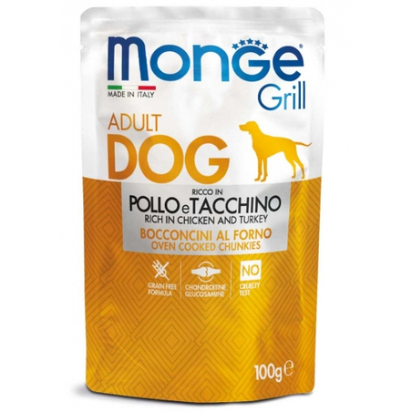 Monge Grill Adult Dog Chunkies rich in Chicken and Turkey, пилешко и пуешко