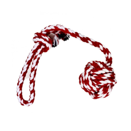 Играчка за куче въже с плетена топка - 6.5 см / 39 см