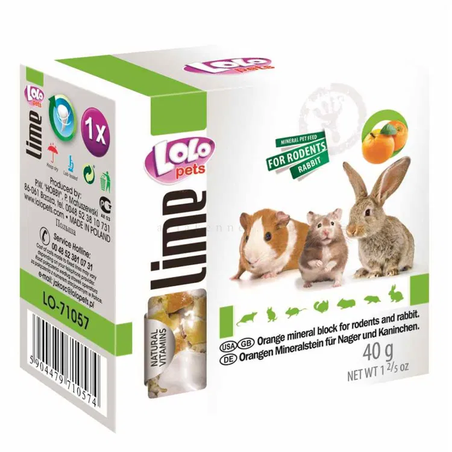 Минерално блокче с портокал LOLO PETS за гризачи, 40 гр