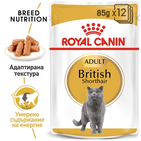 ROYAL CANIN® FBN BRITISH SHORTHAIR за британски късокосмести котки в зряла възраст - над 12 месеца (хапки в сос)хапки в сос