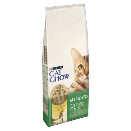 PURINA® CAT CHOW® Sterilised с Naturium™,за кастрирани котки,пиле, суха храна