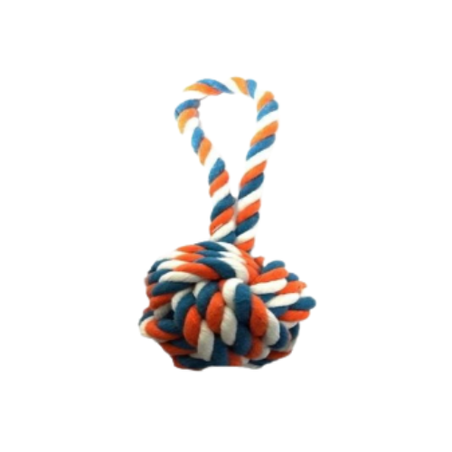 Играчка за куче – въже с плетена топка, 7 см / 20 см