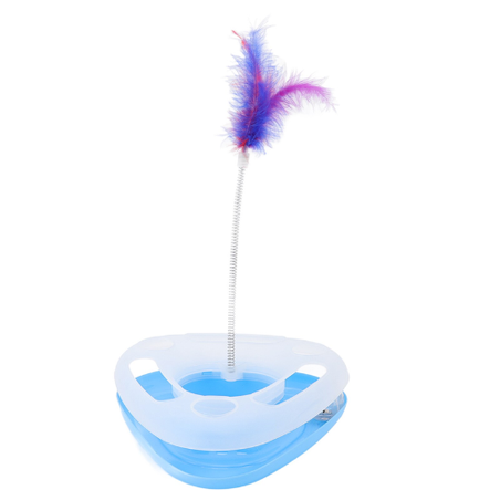 Интерактивна играчка за котки във формата на триъгълник, с топчета и пера, тюркоаз