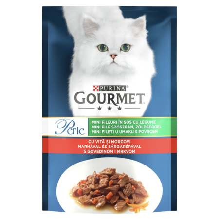 PURINA® GOURMET®  Perle Котки в зряла възраст, Печено месо в Сос, Говеждо, Мокра храна, пауч, 85 гр