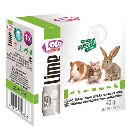 Минерално блокче LOLO PETS за гризачи, натурално, 40 гр