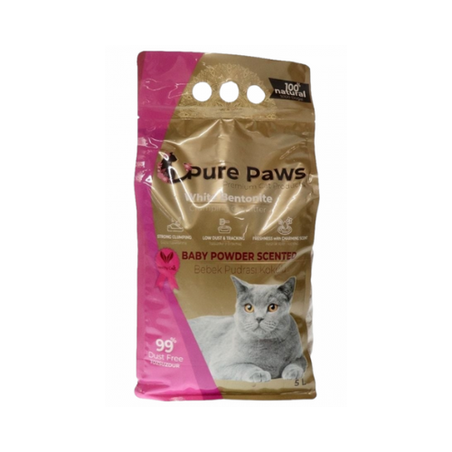 Тоалетна за коте „Чисти Лапи“ – High Quality Edition с аромат на бебешка пудра, 5 л / 4 кг