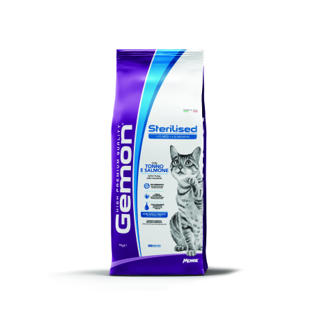 GEMON STERILISED CAT WITH TUNA AND SALMON - Пълноценна суха храна за кастрирани котки над 1 година с риба тон и сьомга