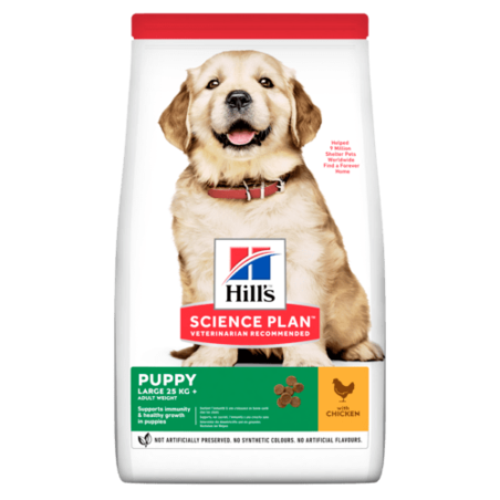 Hill’s Science Plan Canine Puppy Large Breed с пилешко - За подрастващи кучета от едри и гиганстки породи, над 25кг, от отбиването до 18 мес. Бременни и кърмещи кучета