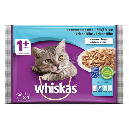 Whiskas пауч за котки рибни ястия 4x85 гр