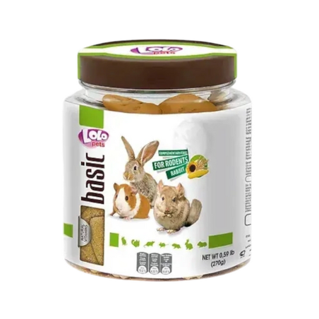 Бисквити Lolo Pets за гризачи и зайци в бурканче 270 гр