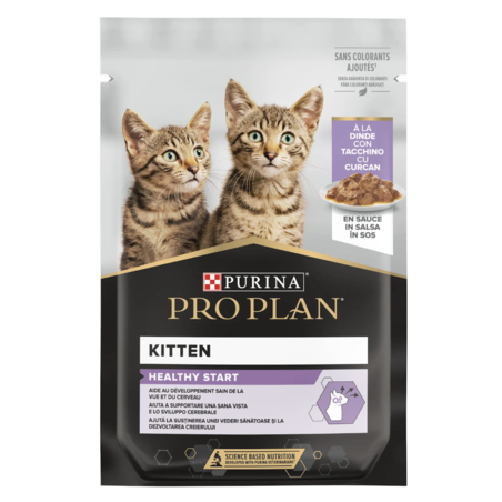 PURINA® PRO PLAN® Healthy Start, за малки котенца, с високо съдържание на пуйка, пауч, 85 гр