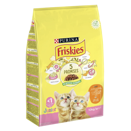 PURINA®FRISKIES®  за малки котенца с Пиле и Пуйка, суха храна